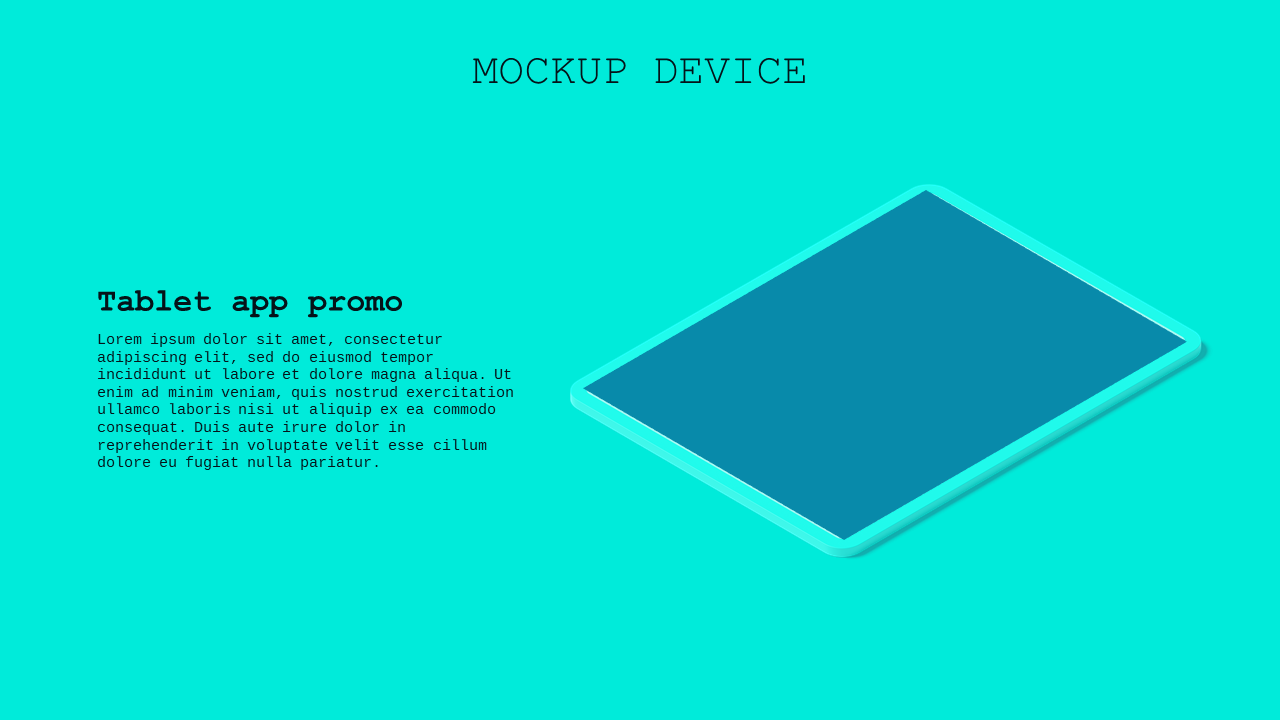 Tablet App Promo PowerPoint Template Dark (Teal Modern)