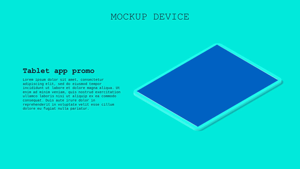 Tablet App Promo PowerPoint Template (Ocean Blue)