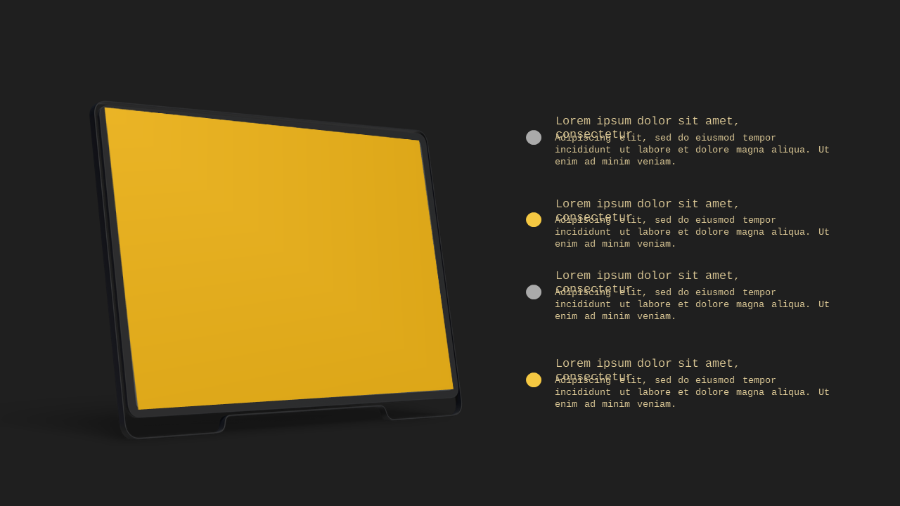 Modern App Showcase Layout – Charcoal Gold