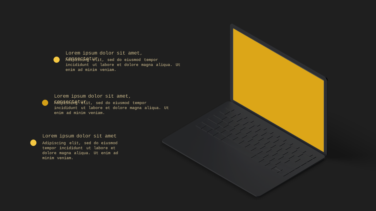 Yellow Device Showcase PowerPoint Template Dark (...