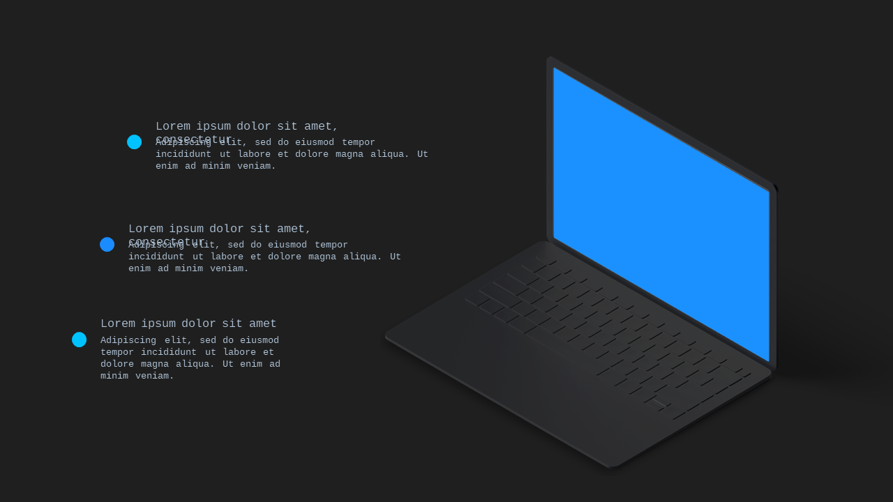 Device Showcase PowerPoint Template Dark (Ocean Blue)