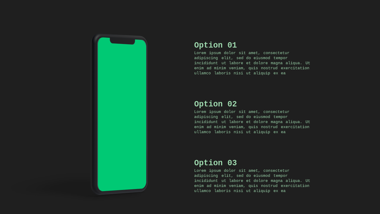 Mobile App Showcase PowerPoint Template Dark (Cor...