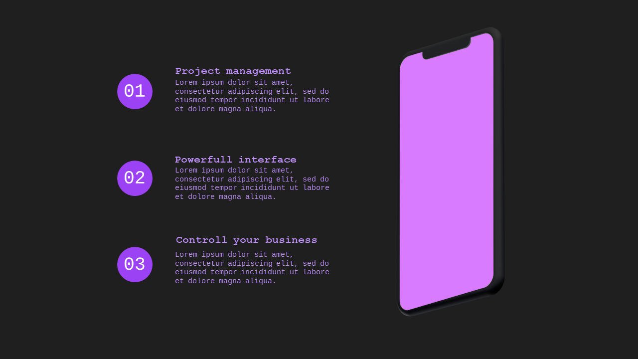 Mobile App Showcase PowerPoint Template (Royal Pu...