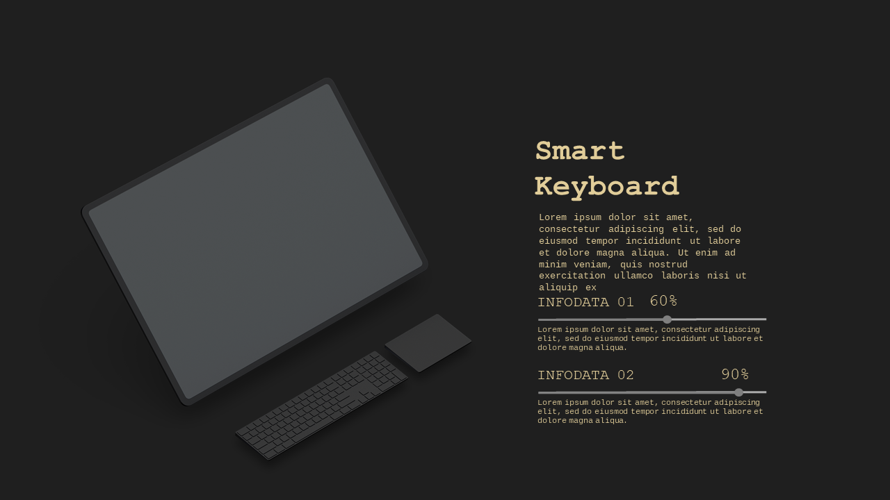 Smart Keyboard PowerPoint Template Dark (Charcoal Gold)
