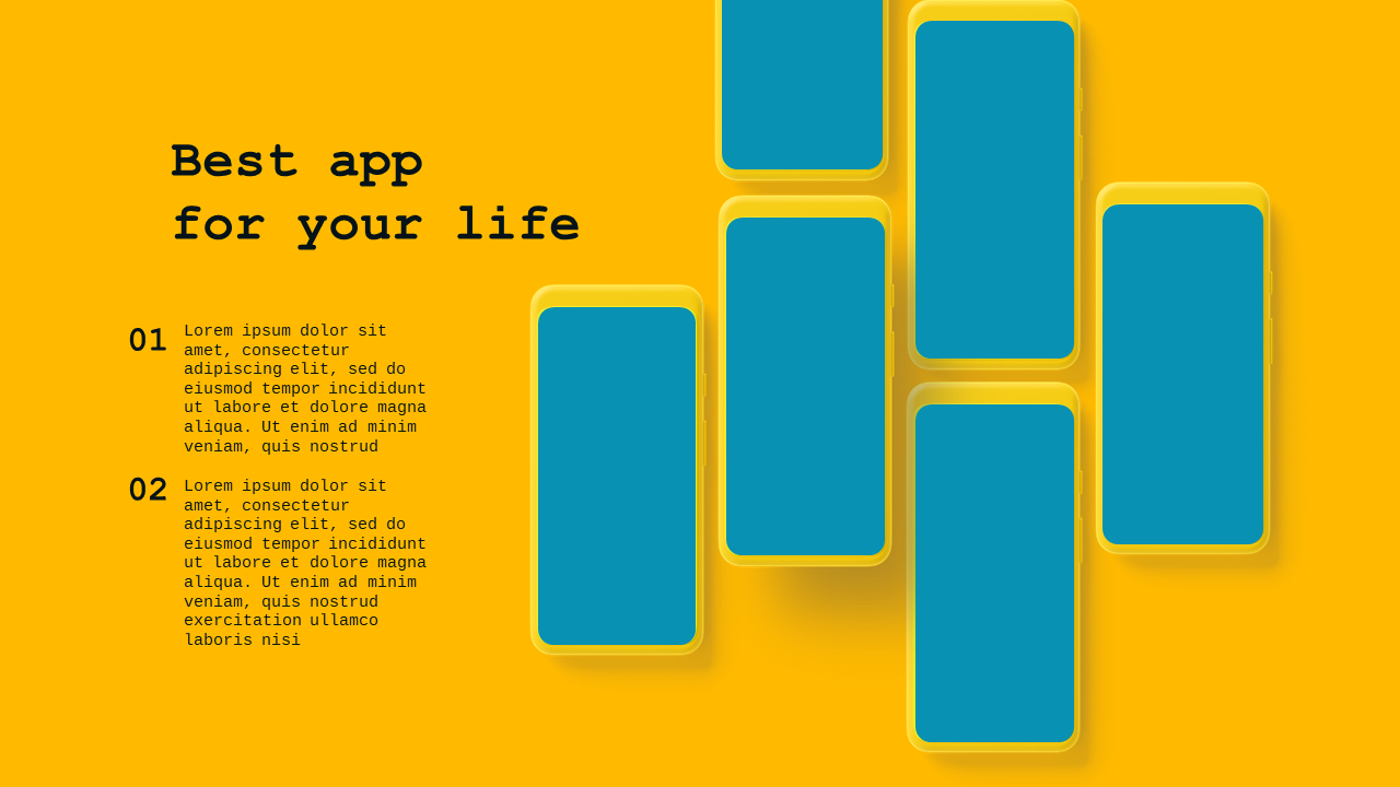 App Mockup PowerPoint Template Dark (Teal Modern)