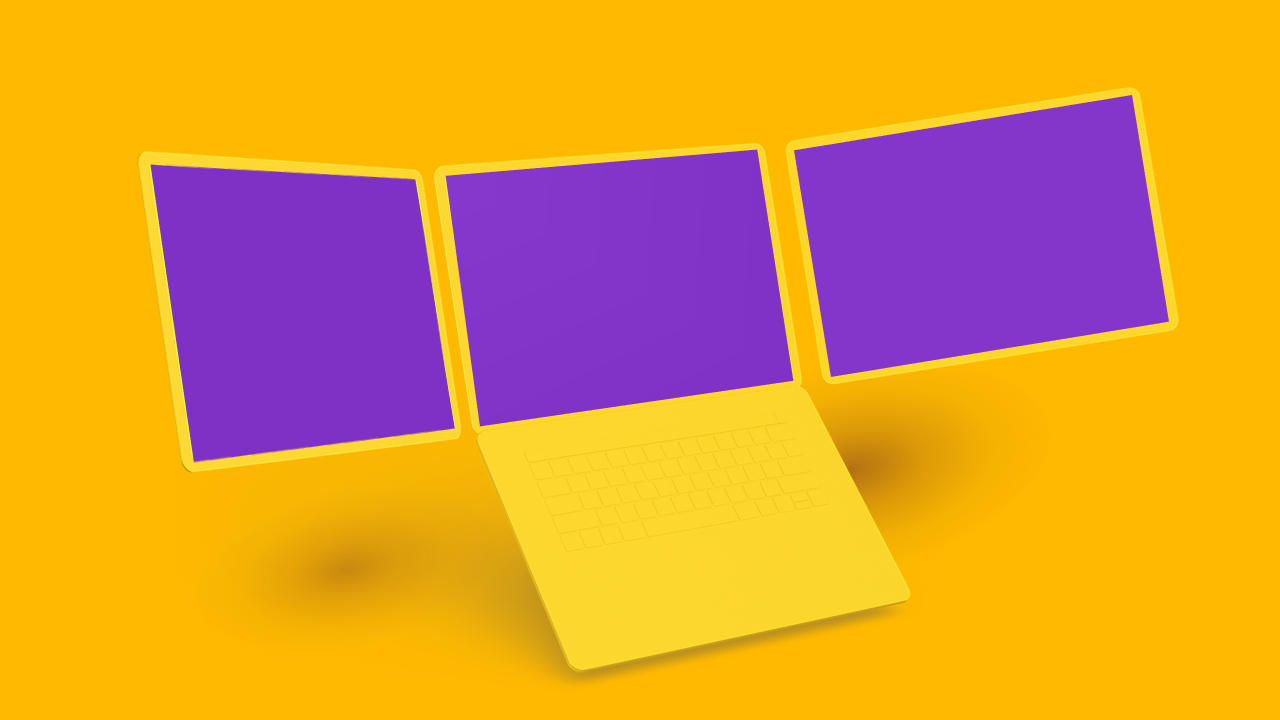Laptop Mockup PowerPoint Template Dark (Royal Purple)