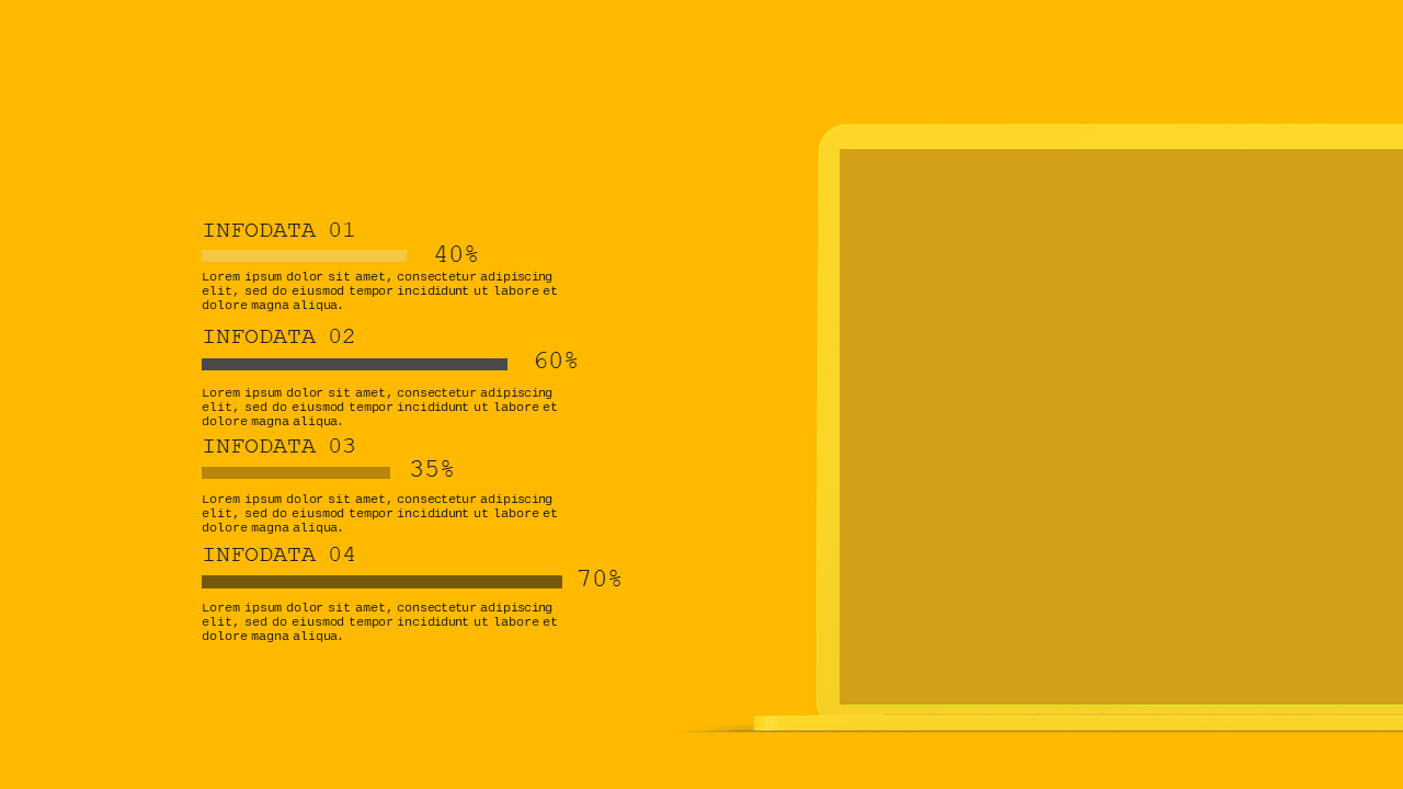 Laptop Mockup PowerPoint Template (Charcoal Gold)