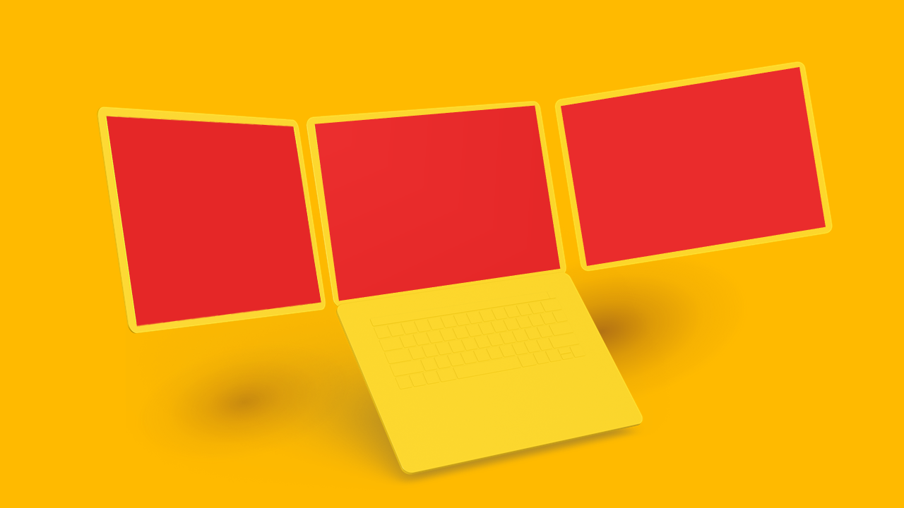Laptop Mockup PowerPoint Template (Crimson Bold)