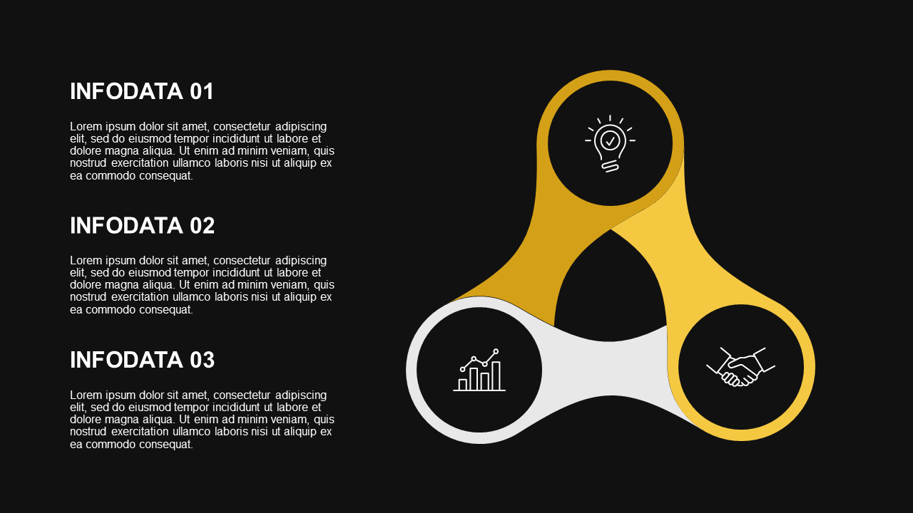 Circular Process Infographic Presentation - Dark - Charcoal Gold