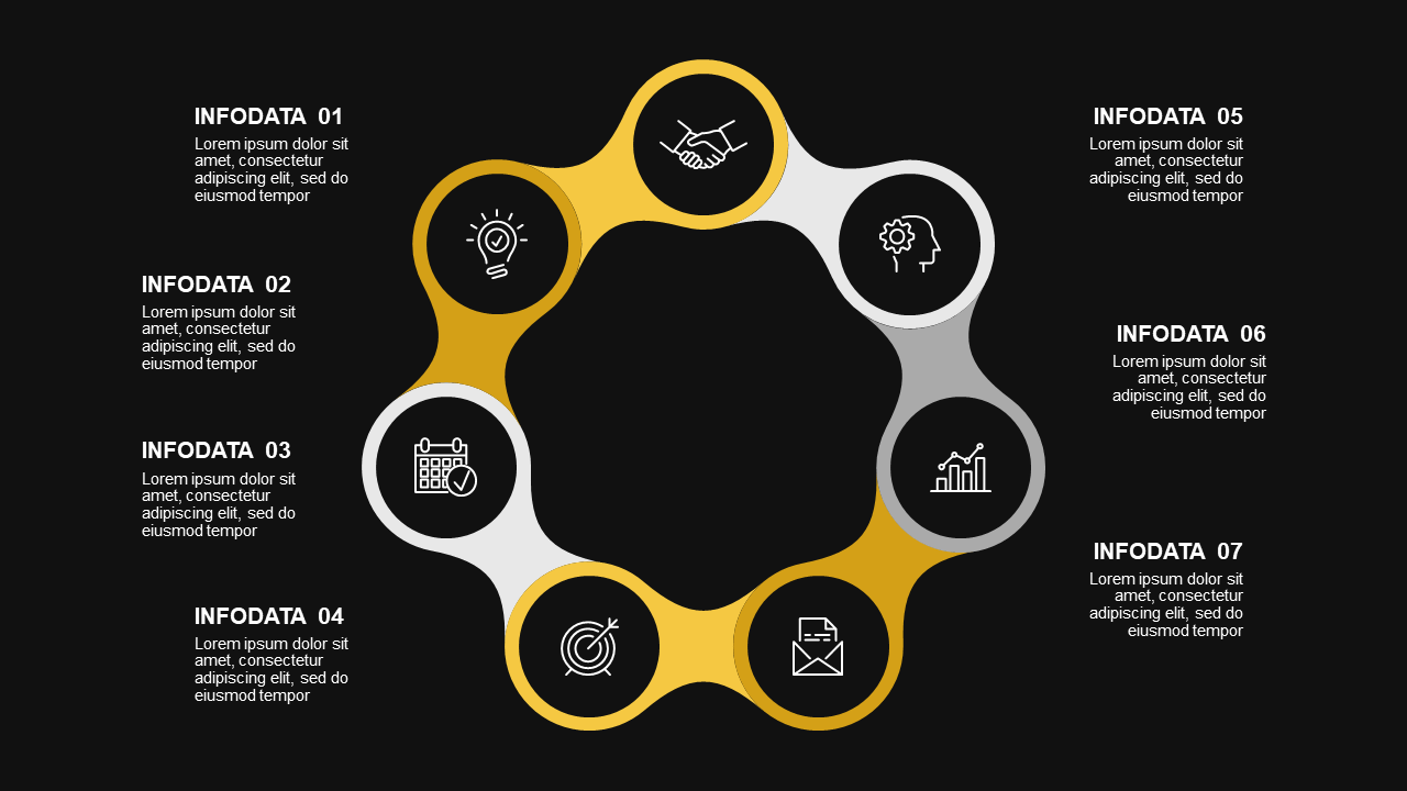 Circular Process Infographic Presentation - Dark - Charcoal Gold