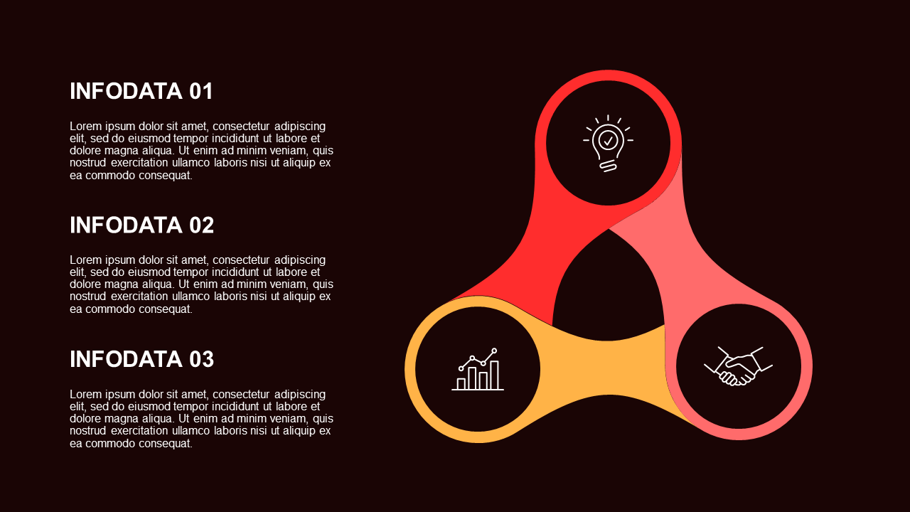 Circular Process Infographic Presentation – Dark – Crimson Bold
