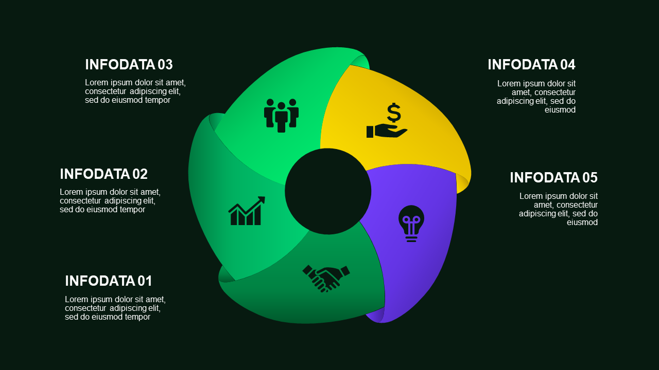 Circular Teamwork Diagram PowerPoint Template Dar...