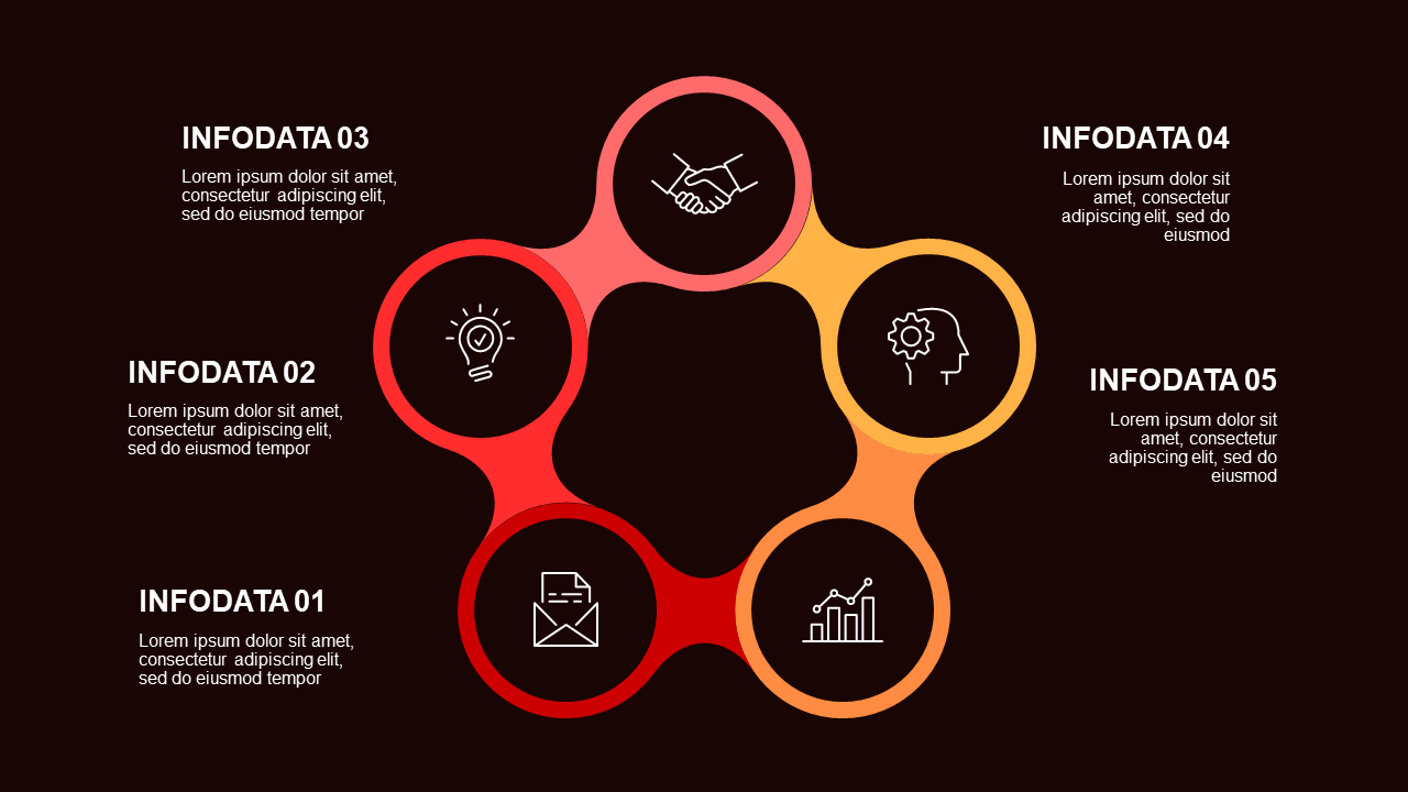 Circular Teamwork Diagram PowerPoint Template Dark (Crimson Bold)