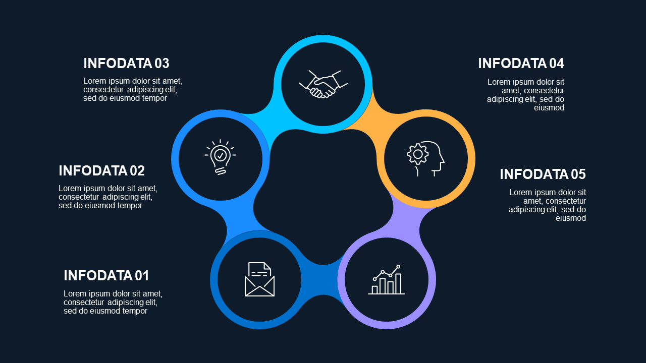 Circular Teamwork Diagram PowerPoint Template Dark (Ocean Blue)