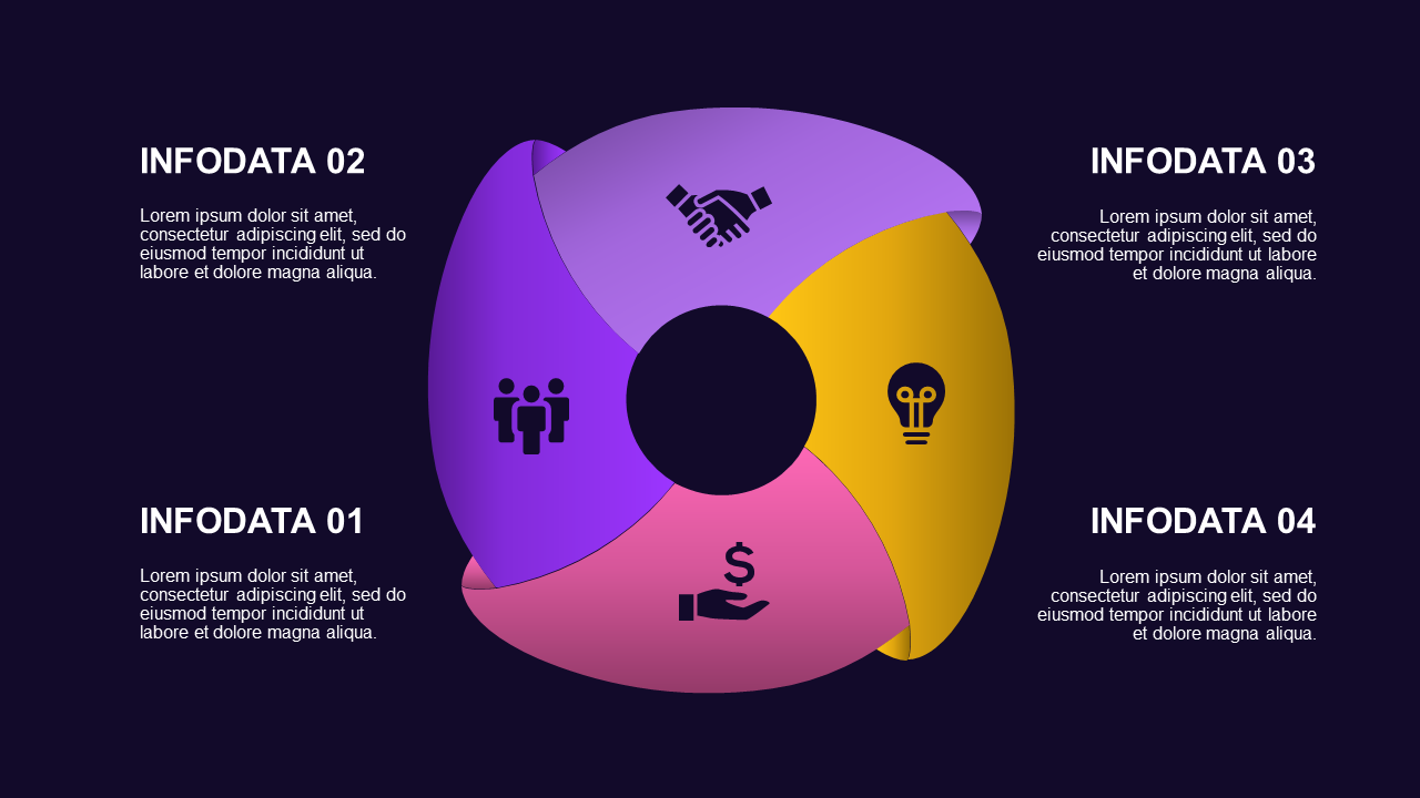 Circular Teamwork Diagram PowerPoint Template Dar...