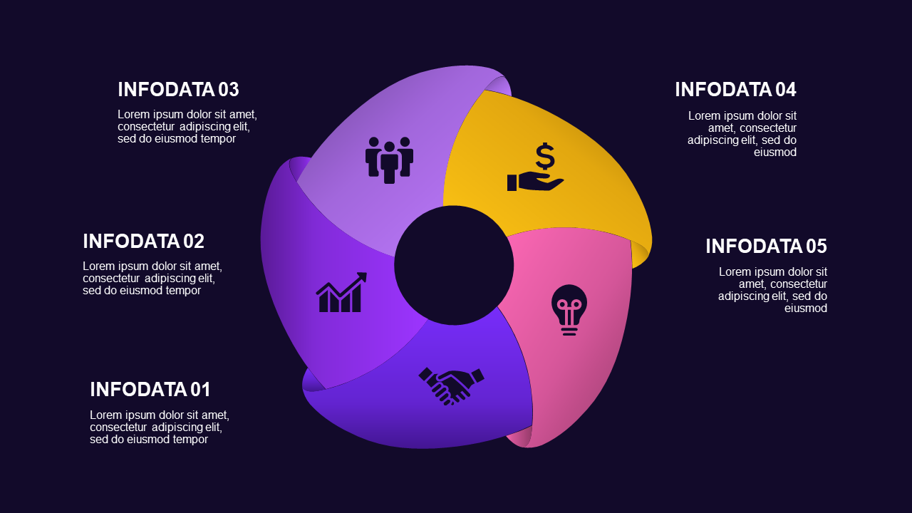 Red Blue Circular and Heart-Shaped Business Diagrams