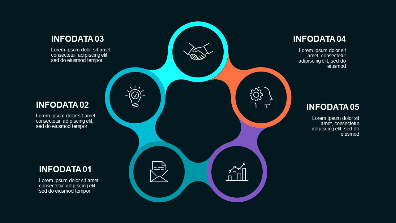 Circular Teamwork Diagram PowerPoint Template Dark (Teal Modern)