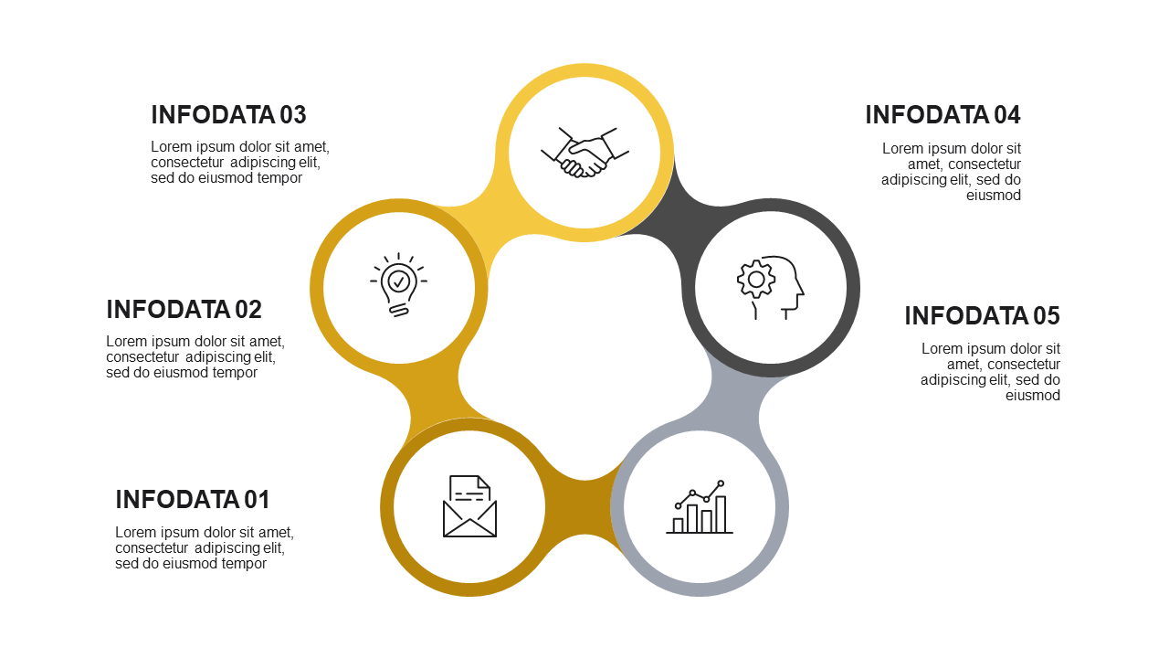 Circular Teamwork Diagram PowerPoint Template (Charcoal Gold)