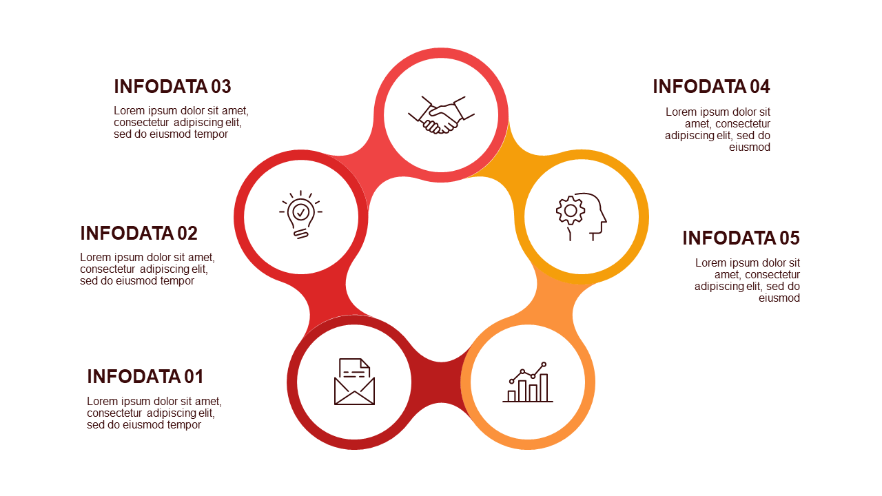 Circular Teamwork Diagram PowerPoint Template (Crimson Bold)
