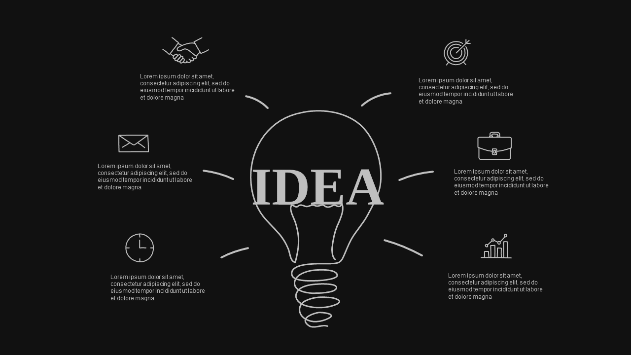 Doodle Infographic Business Presentation – Dark – Charcoal Gold