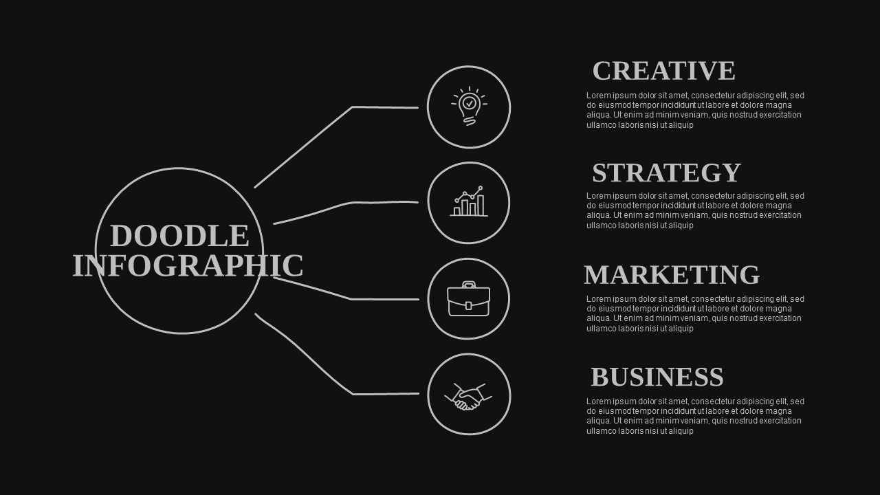 Doodle Infographic Business Presentation – Dark – Charcoal Gold
