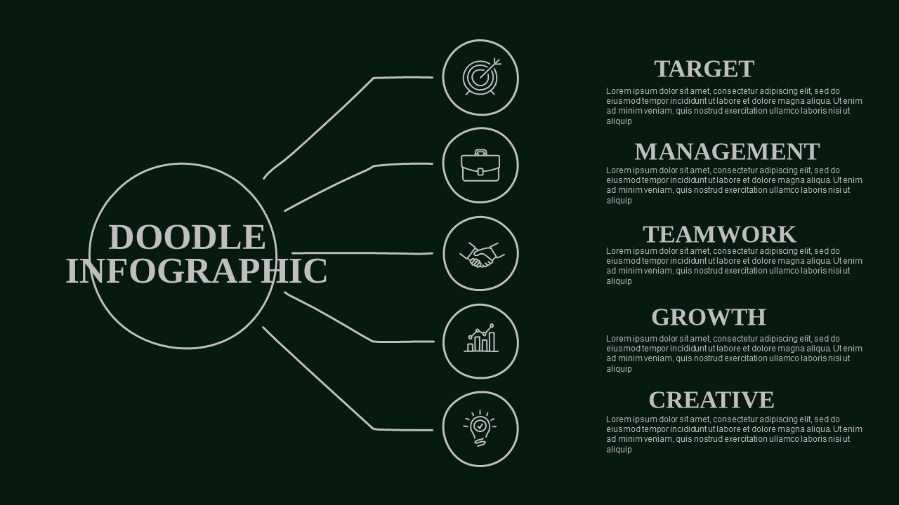 Doodle Infographic PowerPoint Template Dark (Corp...