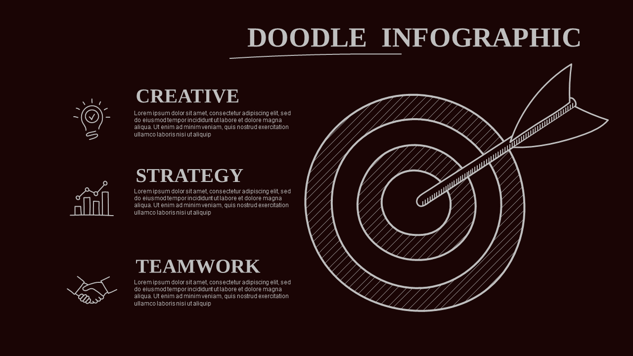 Doodle Infographic PowerPoint Template Dark (Crim...