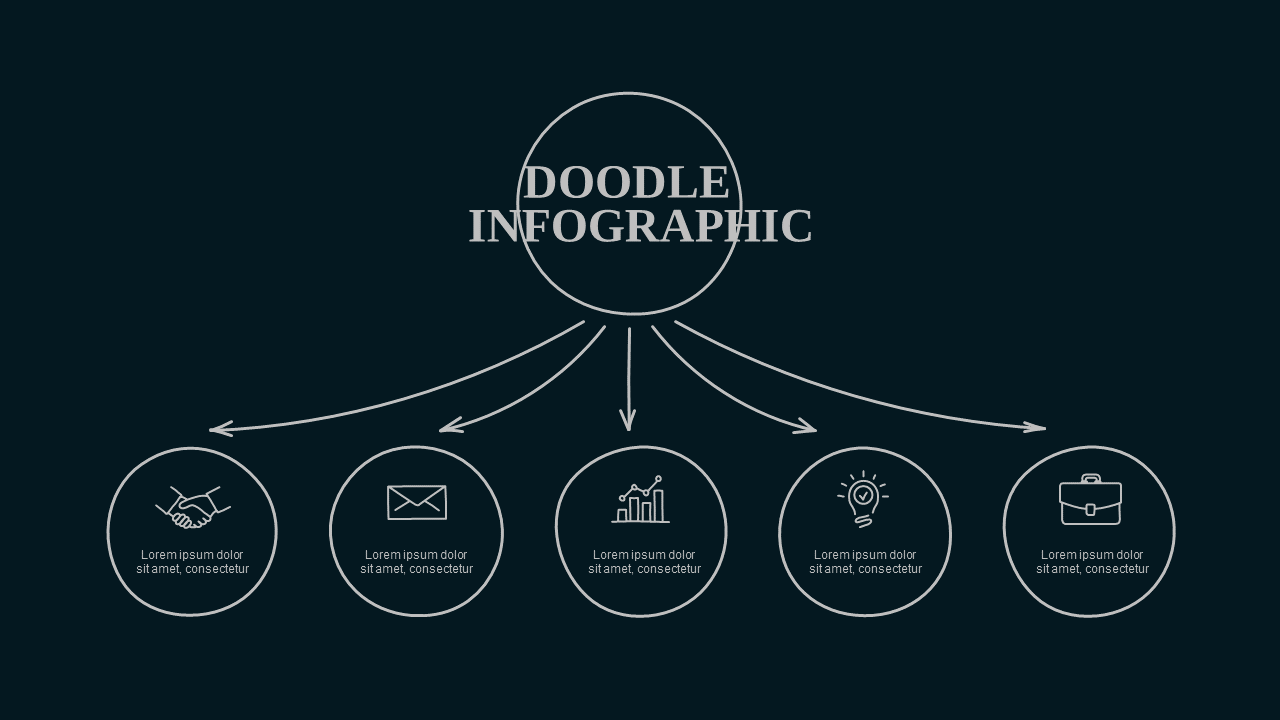 Doodle Infographic PowerPoint Template Dark (Teal...