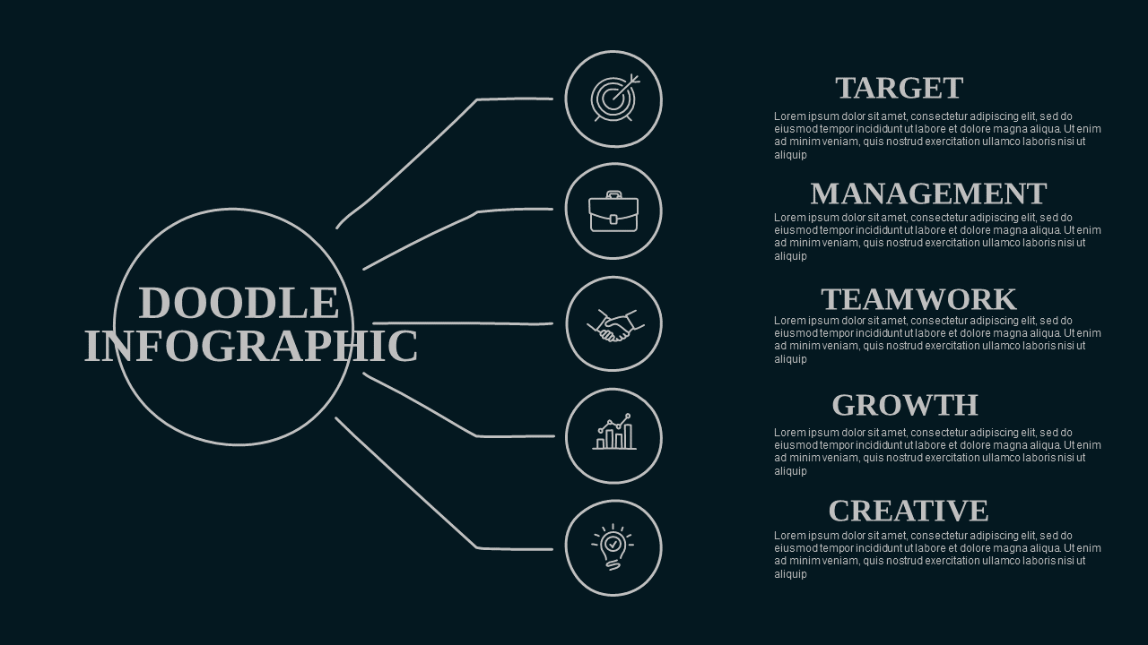 Doodle Infographic PowerPoint Template Dark (Teal...
