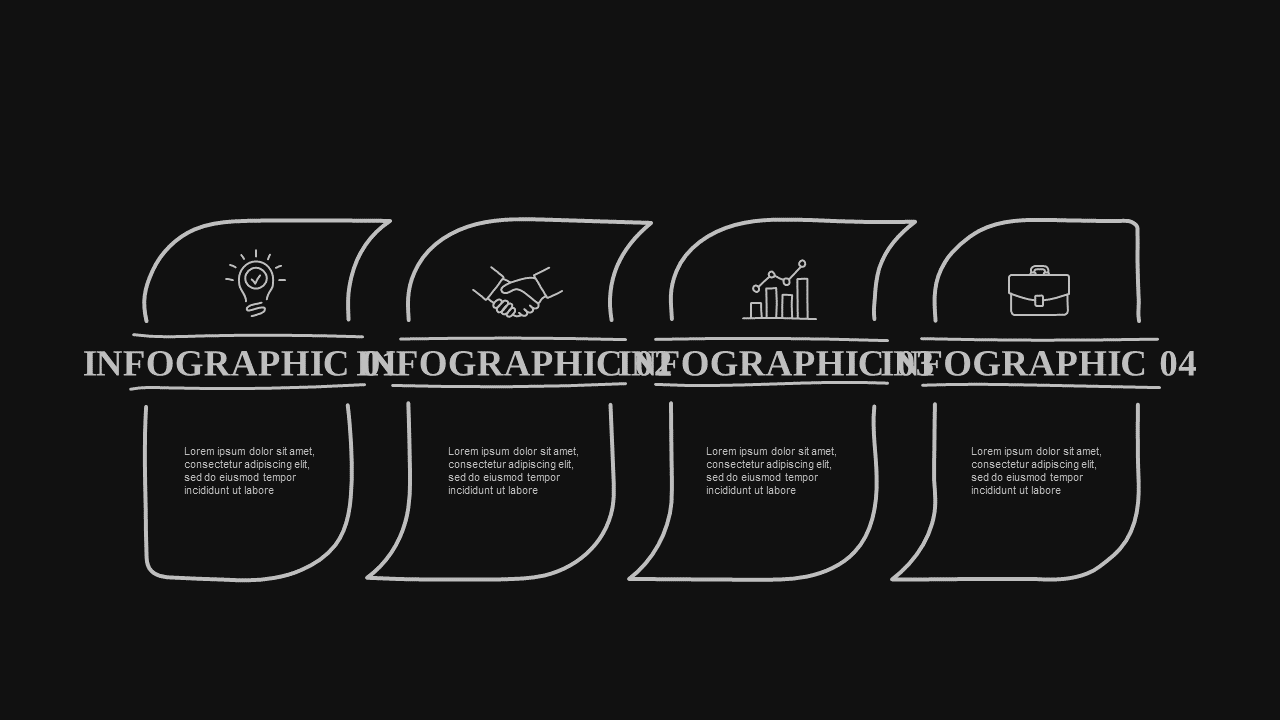 Numbered List Infodata PowerPoint Template Dark (Charcoal Gold)