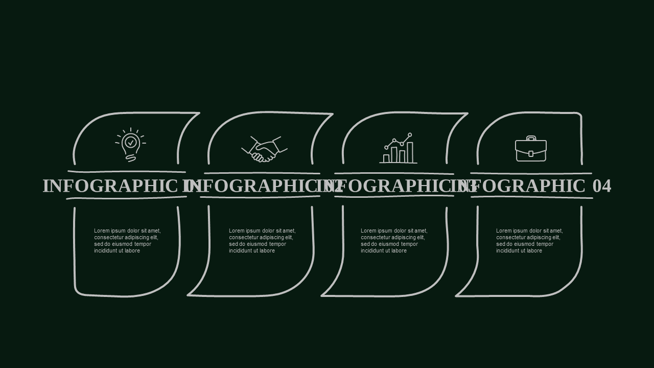Numbered List Infodata PowerPoint Template Dark (Corporate Green)