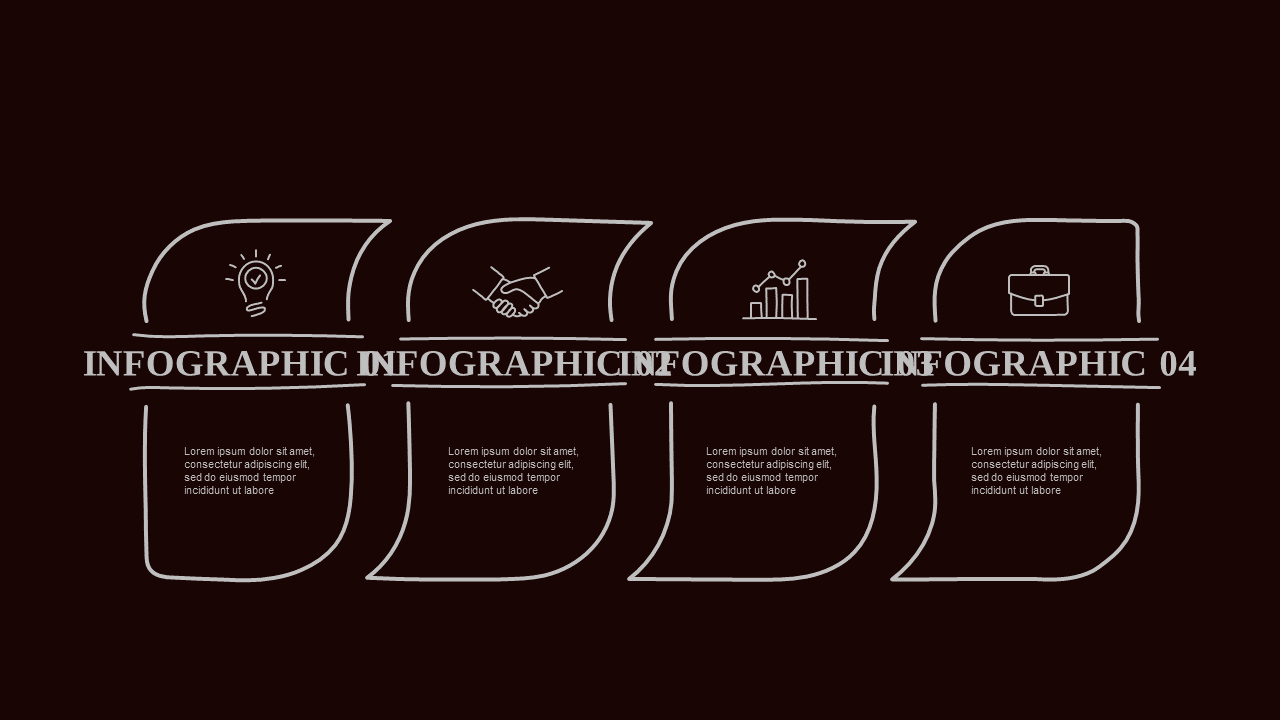 Numbered List Infodata PowerPoint Template Dark (Crimson Bold)