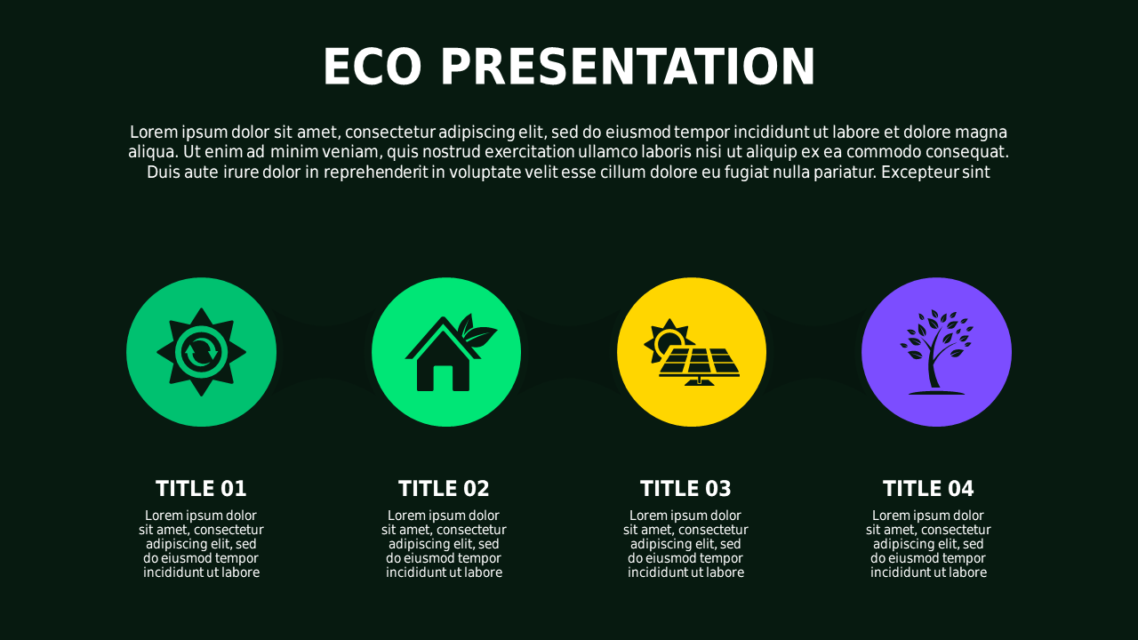 Eco Presentation Diagram PowerPoint Template Dark (Corporate Green)