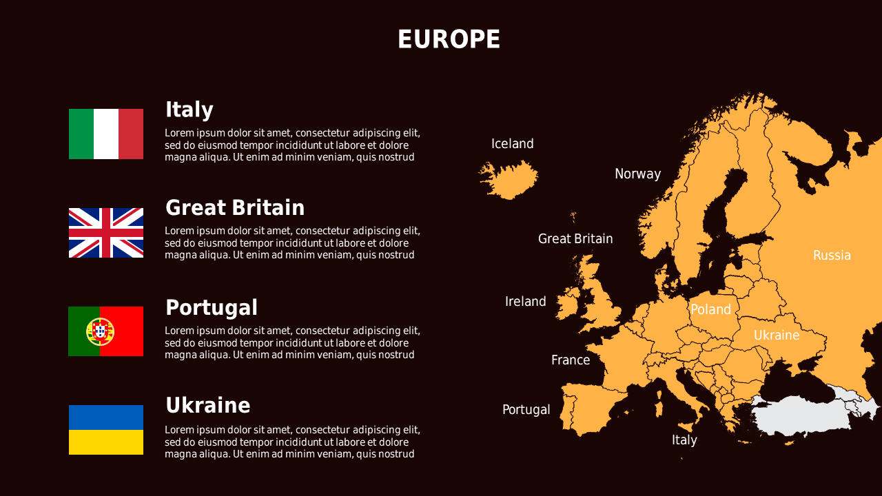 Geographical Country Overview Presentation – Crimson Bold