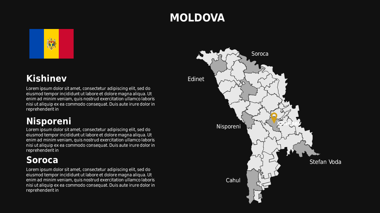 Bulgaria Map PowerPoint Template (Charcoal Gold)