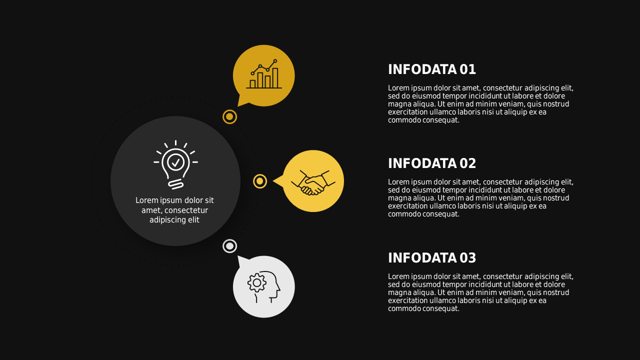 Infographic Data Flow Presentation - Dark - Charcoal Gold