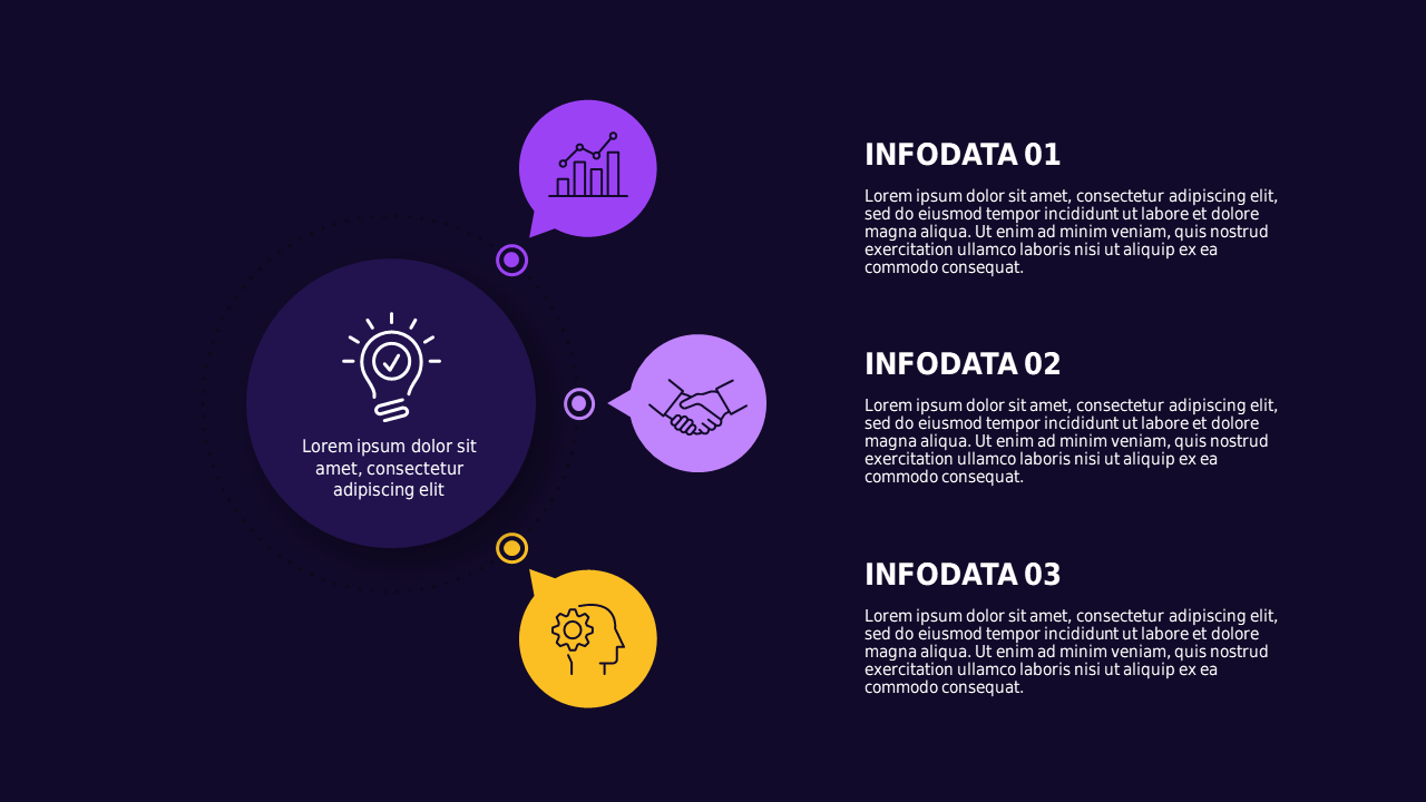 Infographic Data Flow Presentation – Dark – Royal Purple
