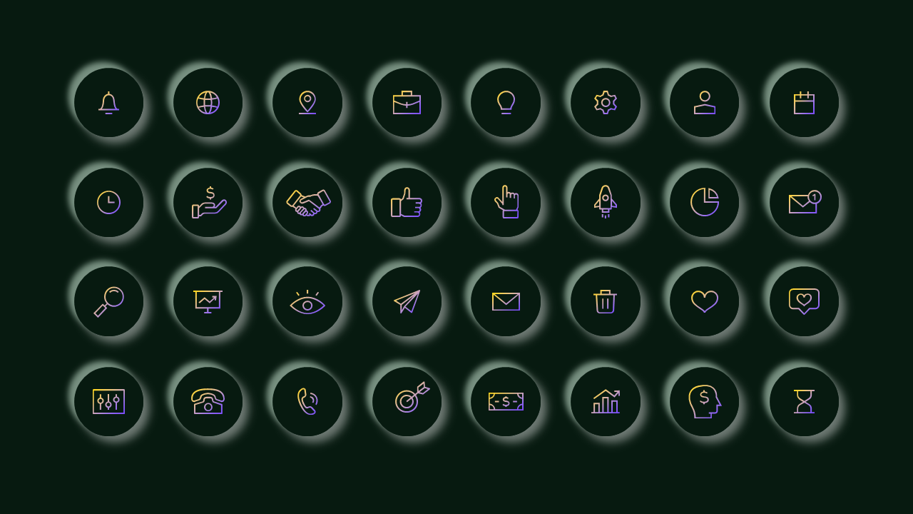 Outline Icon Business and Finance Icon Set – Dark – Corporate Green