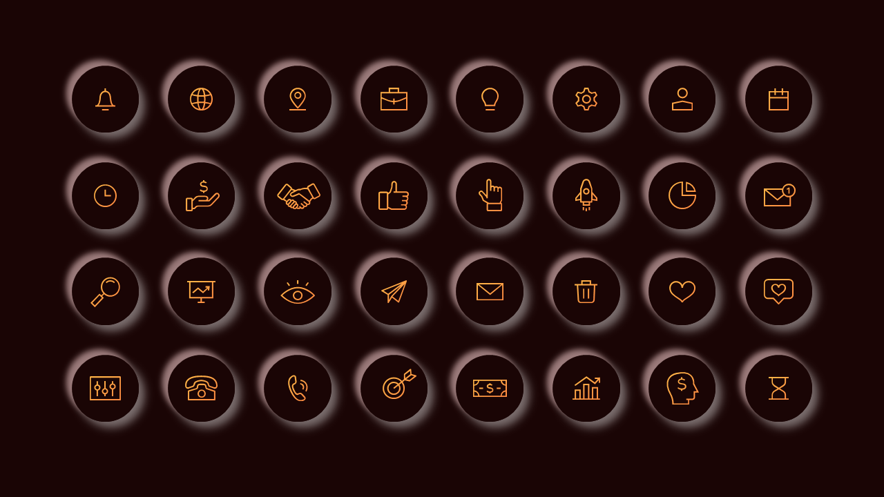 Outline Icon Business and Finance Icon Set – Dark – Crimson Bold
