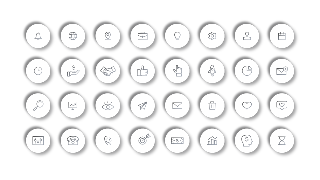 Outline Icon Business and Finance Icon Set – Light – Charcoal Gold