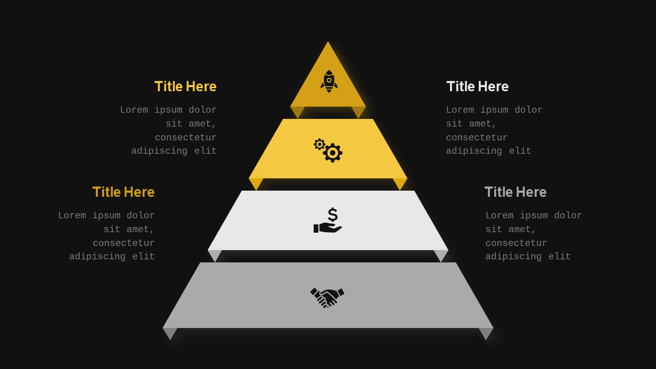 Blue Circular and Heart-Shaped Business Diagrams - Dark - Charcoal Gold