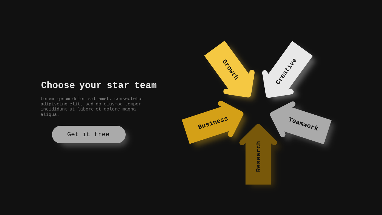 Arrow Diagram for Team Selection PowerPoint Template Dark (Charcoal Gold)