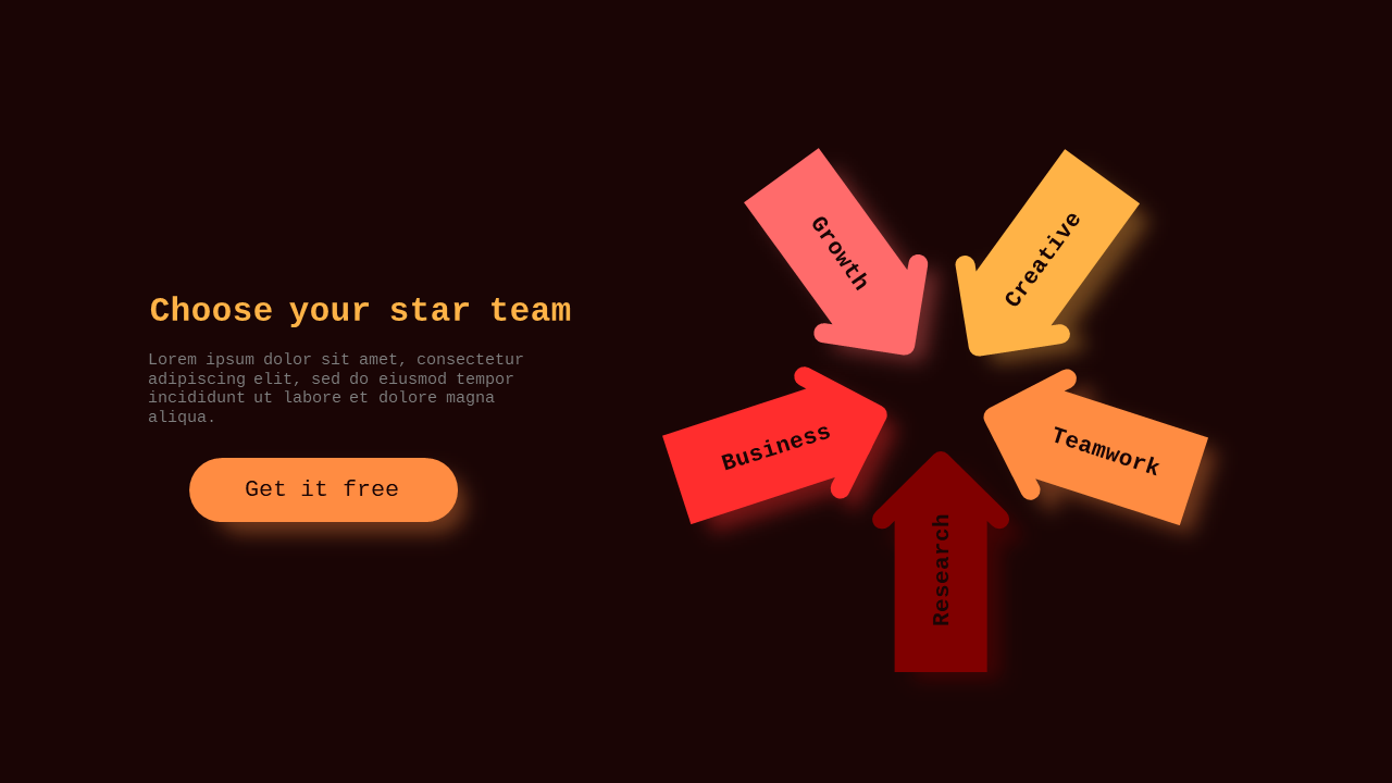 Arrow Diagram for Team Selection PowerPoint Template Dark (Crimson Bold)