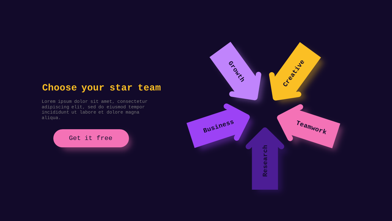 Arrow Diagram for Team Selection PowerPoint Template Dark (Royal Purple)
