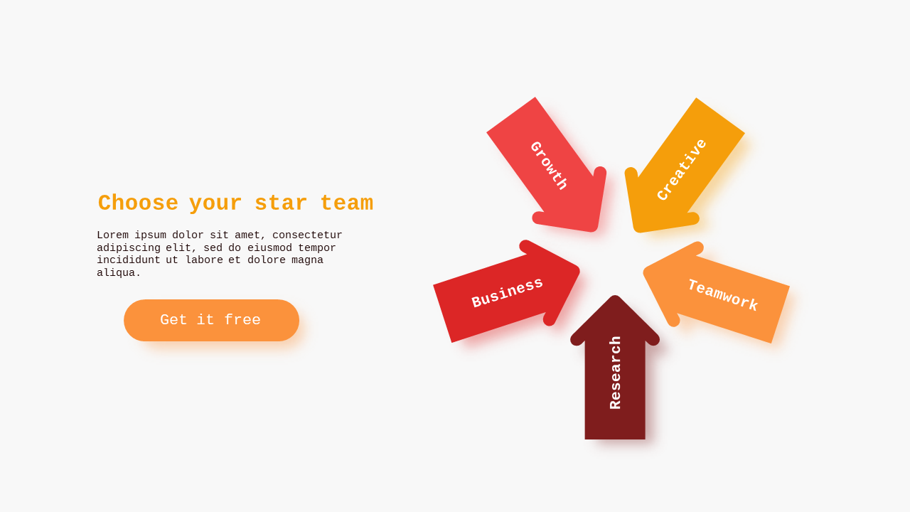 Arrow Diagram for Team Selection PowerPoint Template (Crimson Bold)
