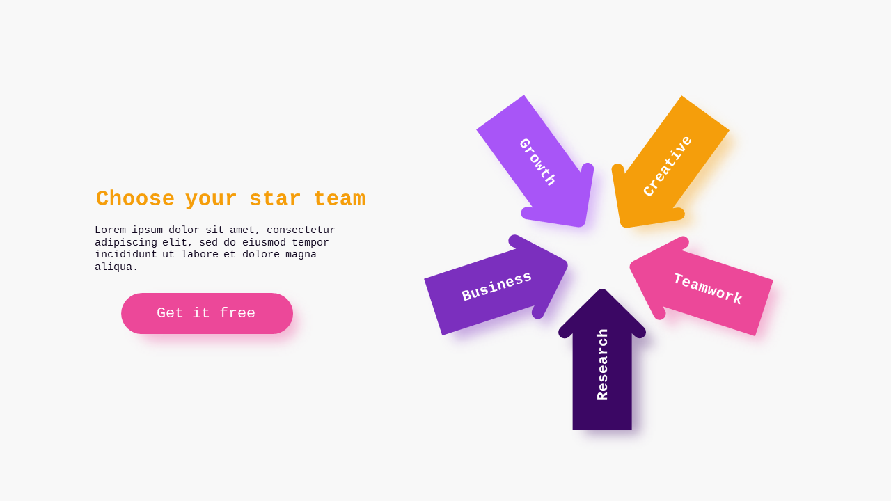 Arrow Diagram for Team Selection PowerPoint Template (Royal Purple)