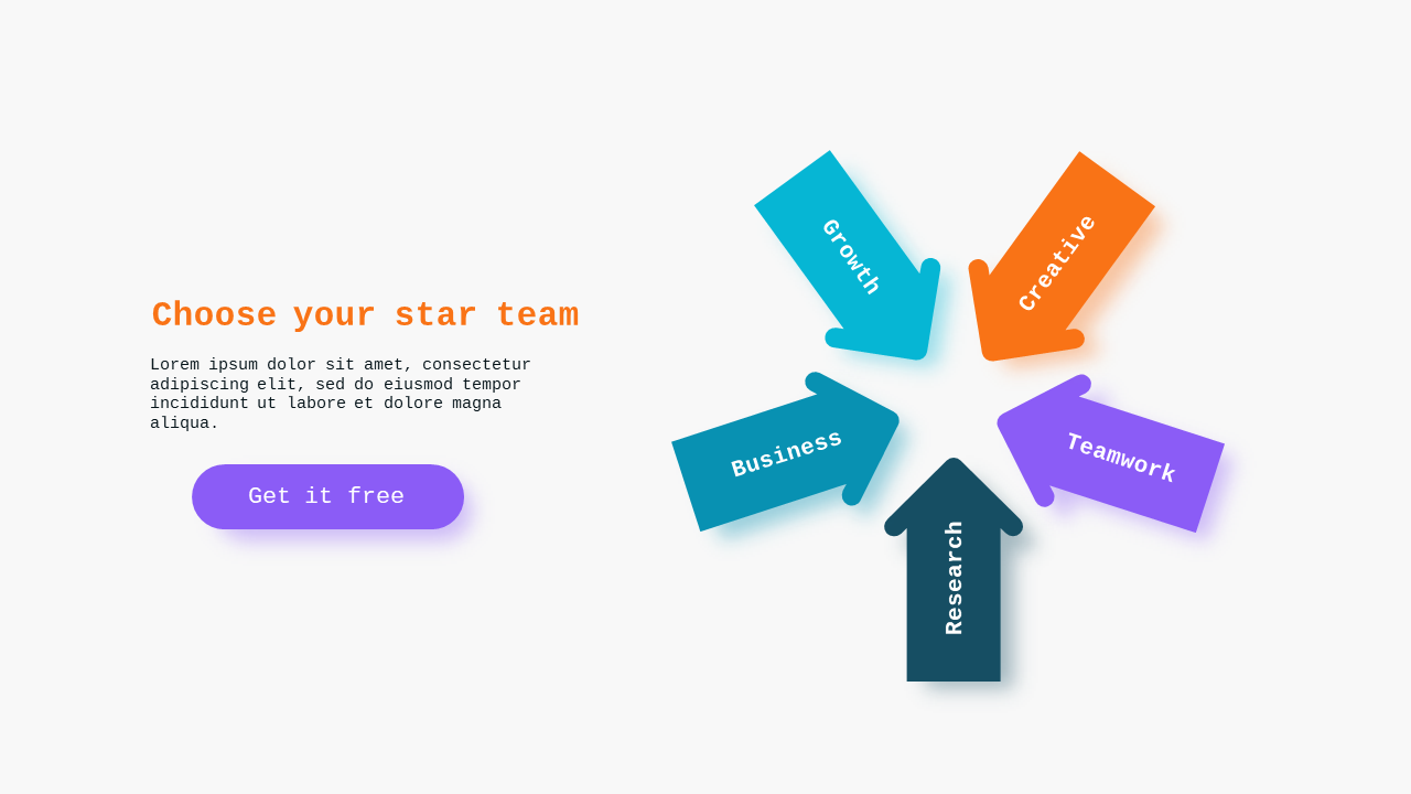 Arrow Diagram for Team Selection PowerPoint Template (Teal Modern)