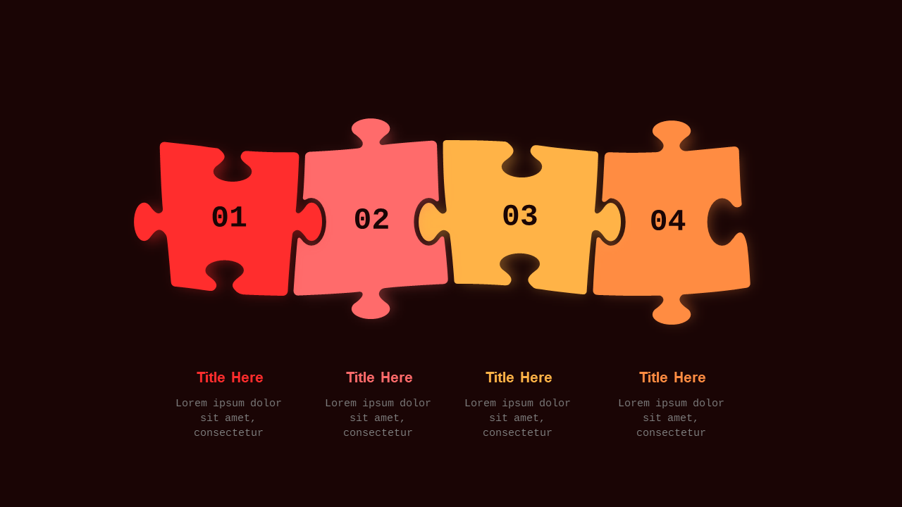 Puzzle Piece Infographic PowerPoint Template Dark (Crimson Bold)