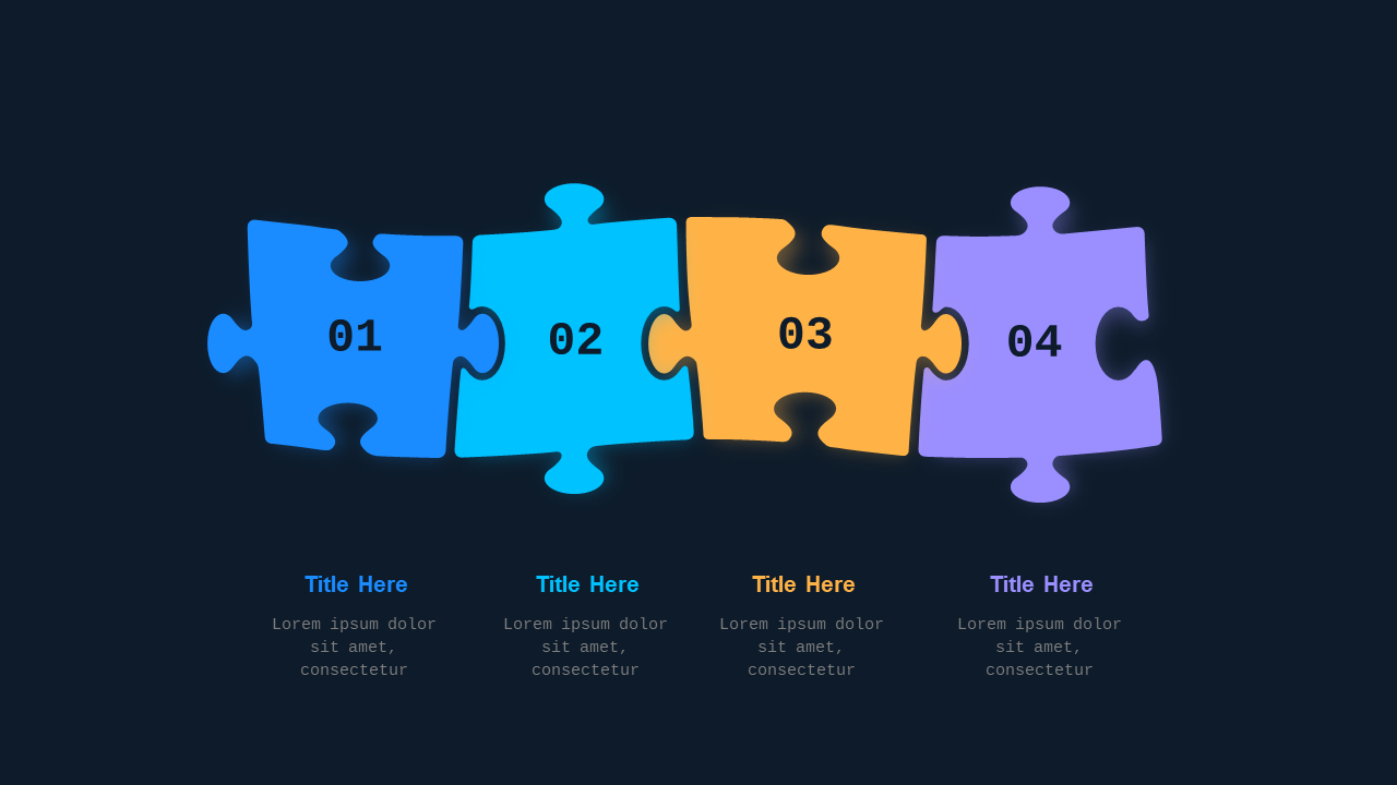 Puzzle Piece Infographic PowerPoint Template Dark (Ocean Blue)