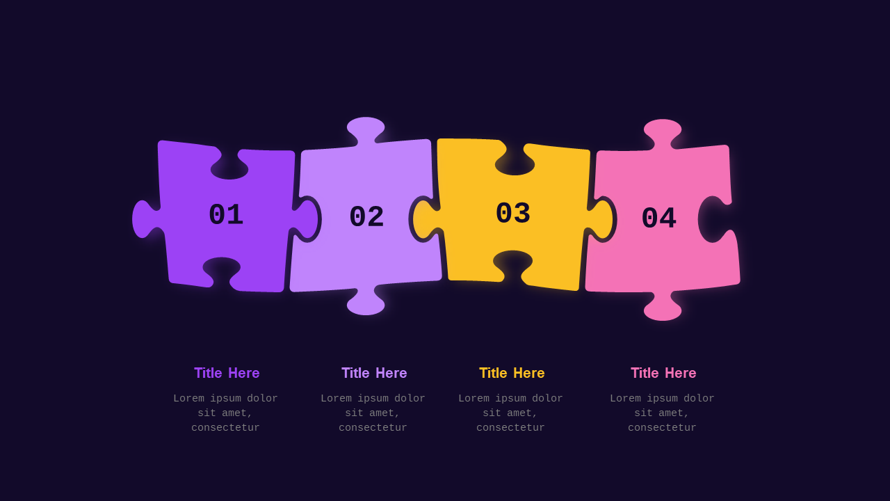 Puzzle Piece Infographic PowerPoint Template Dark...